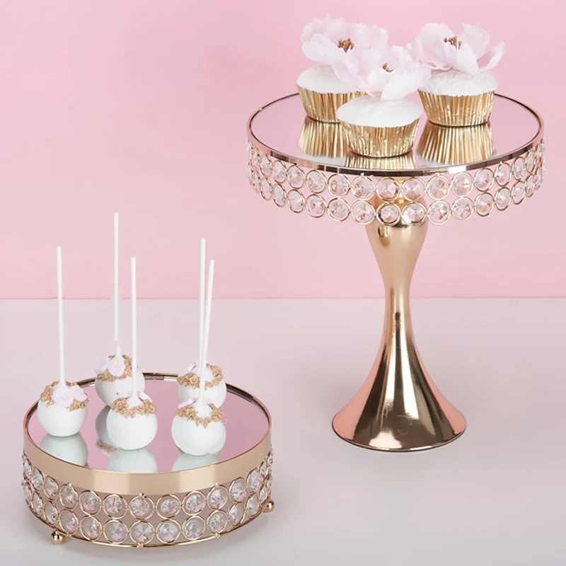 Новый европейский стиль хрустальный поднос подставка для торта Золотая