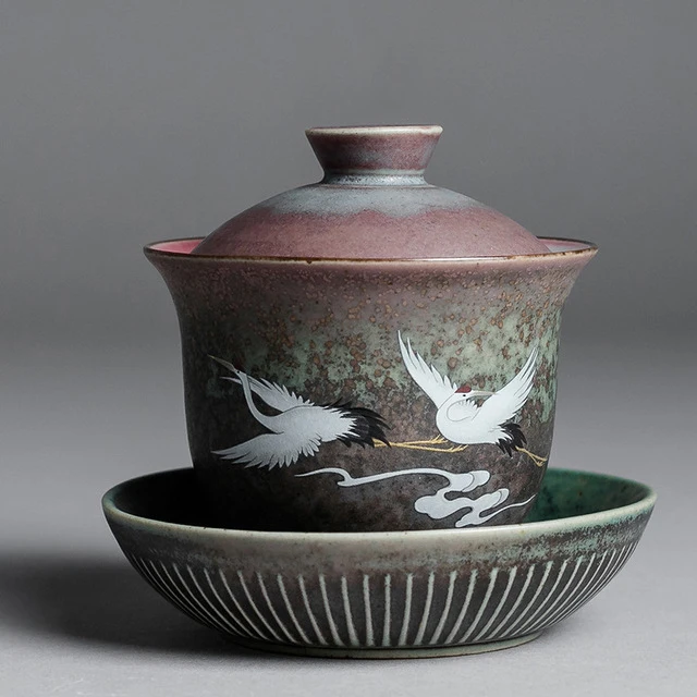 Эмаль Gaiwan разрисованная вручную керамика пиалы для чая чайный набор кунг-фу фарфор Чайный набор из чайная чашка в китайском стиле Чай Услуги - Цвет: F