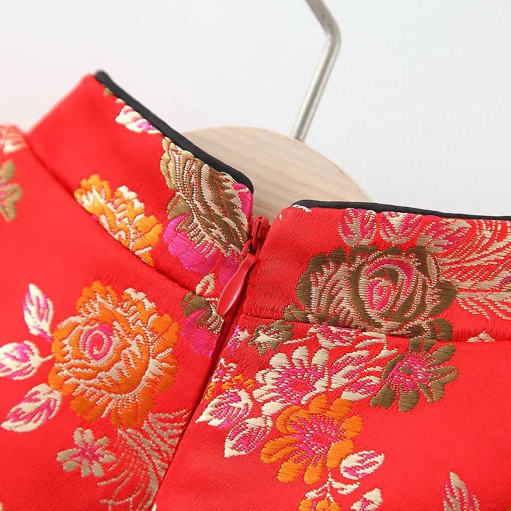 Детские платья для маленьких девочек китайский новогодний костюм Тан вечерние в