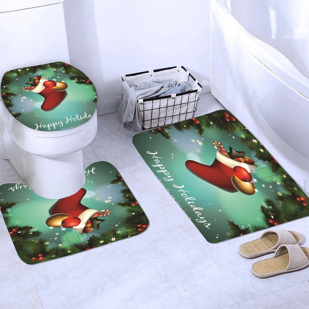 Комплект занавески для душа с Санта Клаусом рождественские ванны снеговиком