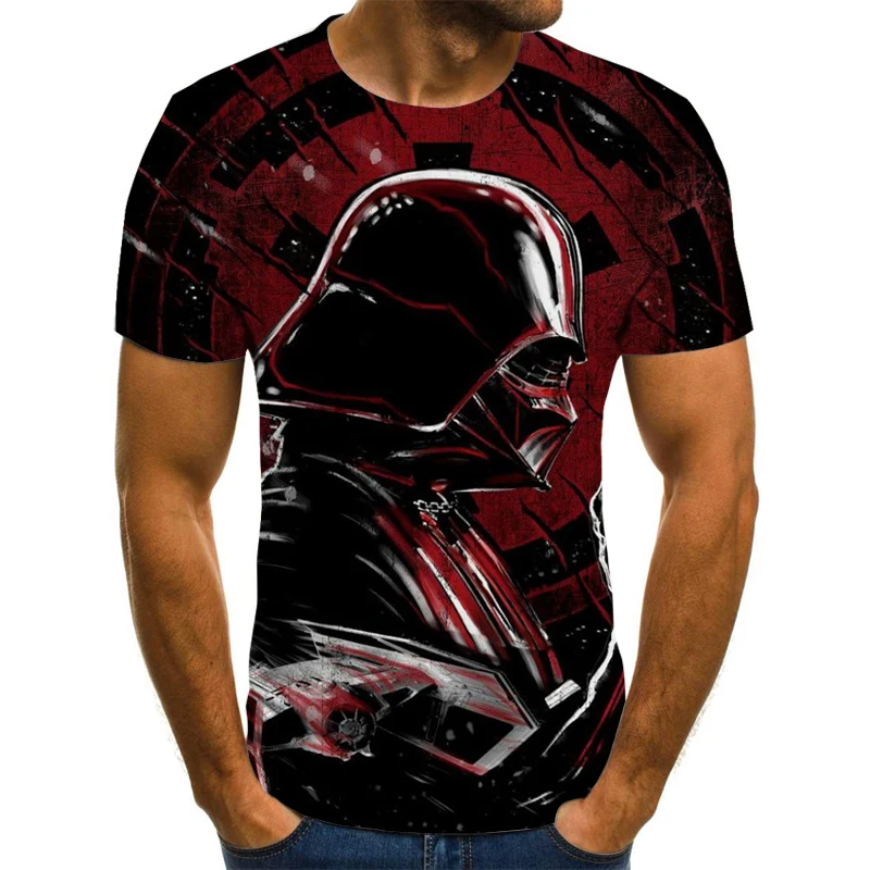 

2021 new action movie dark samurai 3D printing pattern casual street punk style summer fashion round neck short sleeve