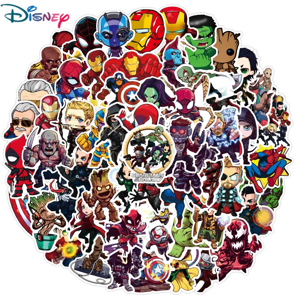 Disney 10/30/50 шт. мультфильм наклейки Marvel Мстители водонепроницаемый стикер чемодан