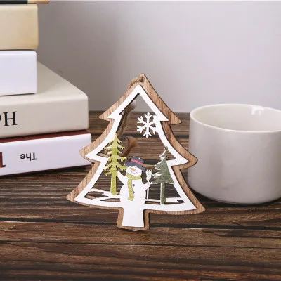 Полые тисненые Окрашенные рождественские Деревянная Рождественская елка