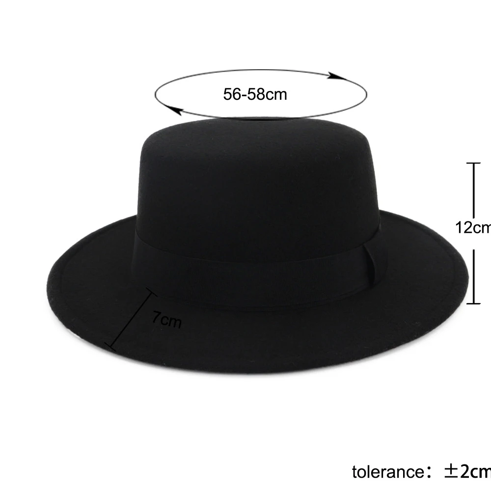 Женская Черная Шляпа Fedora с широкими полями шерстяная шляпа для церкви женская