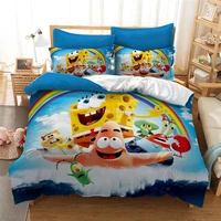 2021 new cartoon cute 3d spongebobs character printed bedding set duvet cover sets au eu us twin full queen king super king size