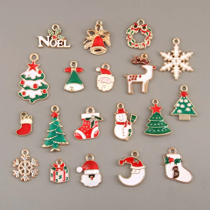 19 шт смесь мульти разноцветной эмалью Рождественские Подвески носки со