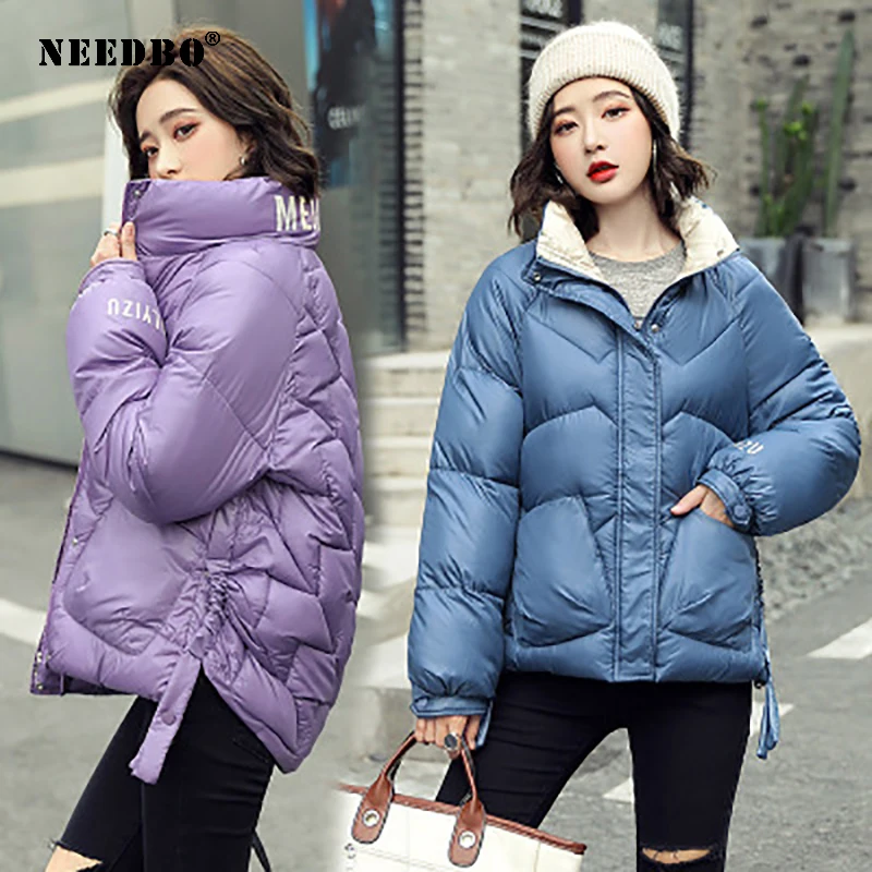NEEDBO Winter Jacket Women 2022 Parka Mujer Cotton Padded Puffer Jacket Women Winter Coat Warm Stand Collar Casual Casaco Outwea