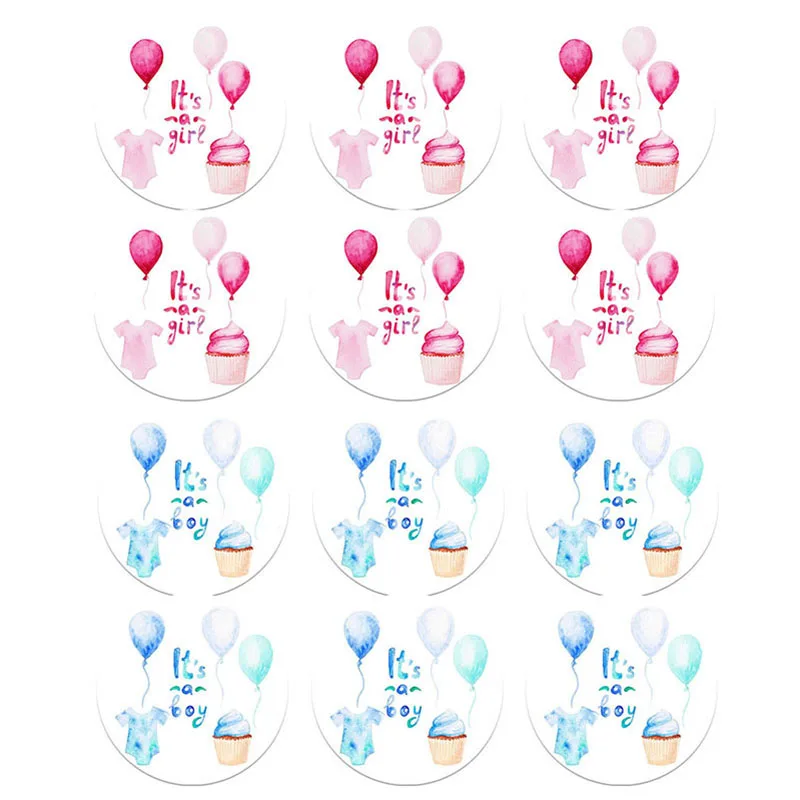 Это мальчик/это девочка круглые этикетки наклейки для крещения Новорожденный