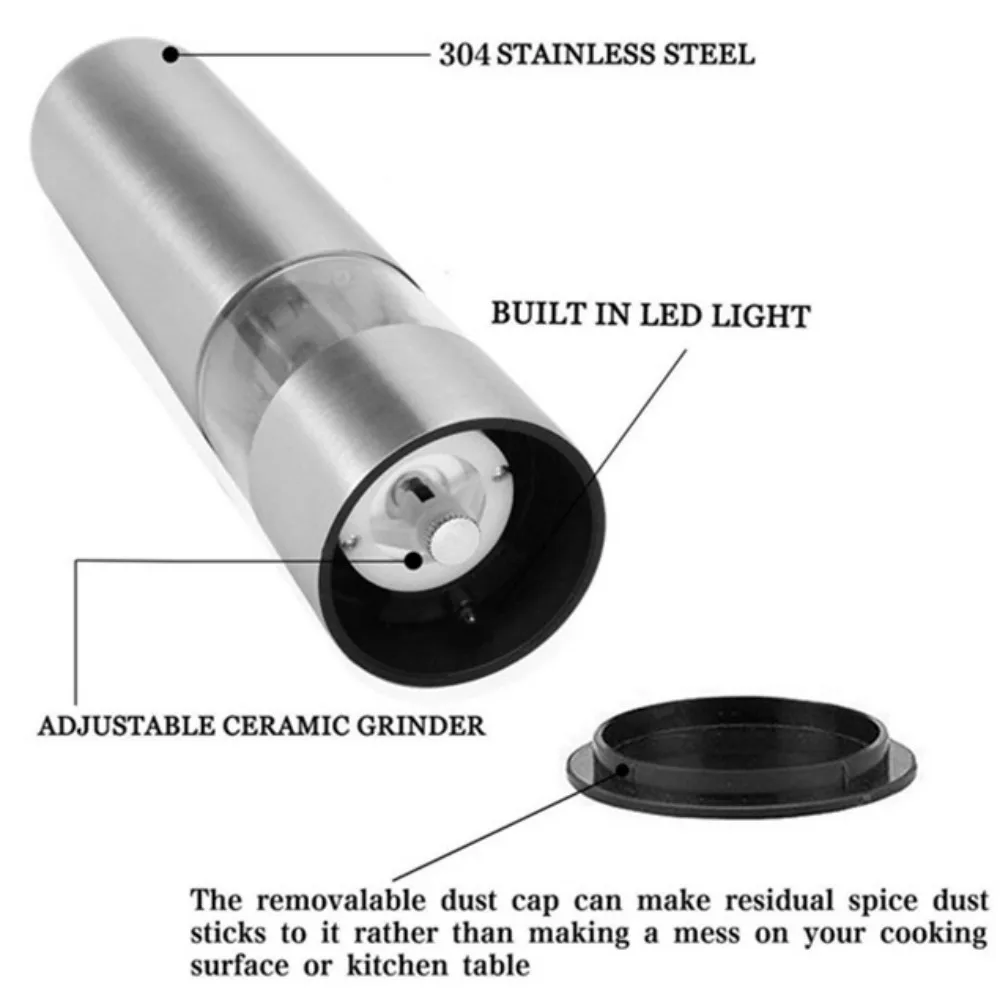 

Automatic Salt And Pepper Grinder Salt Grinder Battery Pepper Grinder Spice Mills Electric Spice Mill Salt Grinder