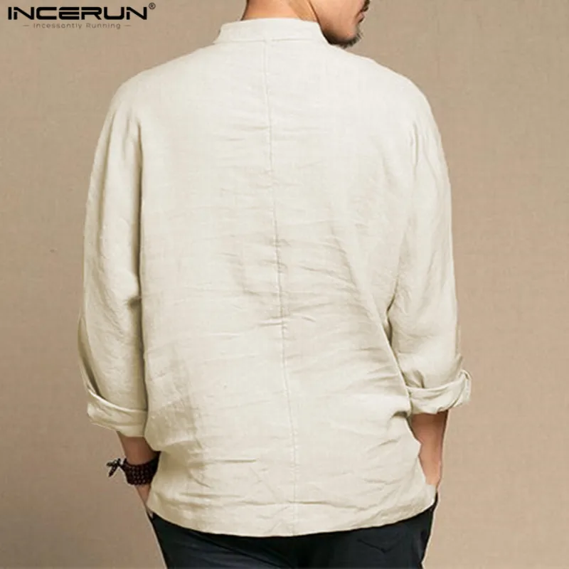 

Chinese Style Men Cotton Linen Shirt Breathable Long Sleeve Solid Casual Shirts Vintage Business Shirt Men Camisa Masculina 2021