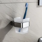 Ванна зубная щетка держатель чашки для зубной щетки со стеклянной чашкой настенный Ванна одна чашка стойка Квадратные аксессуары для ванной комнаты