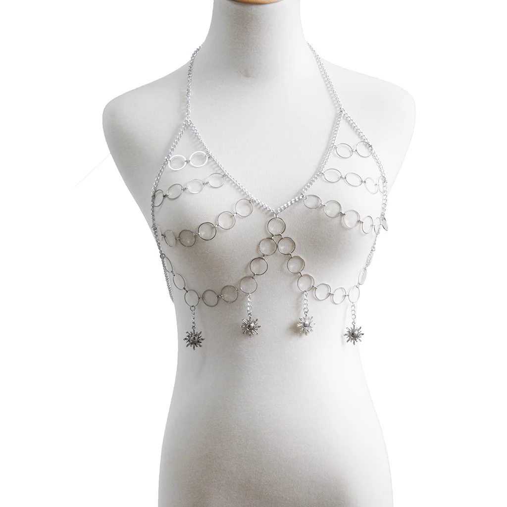 Цепочка на грудь Женская в стиле панк соблазнительное эксклюзивное нагрудное