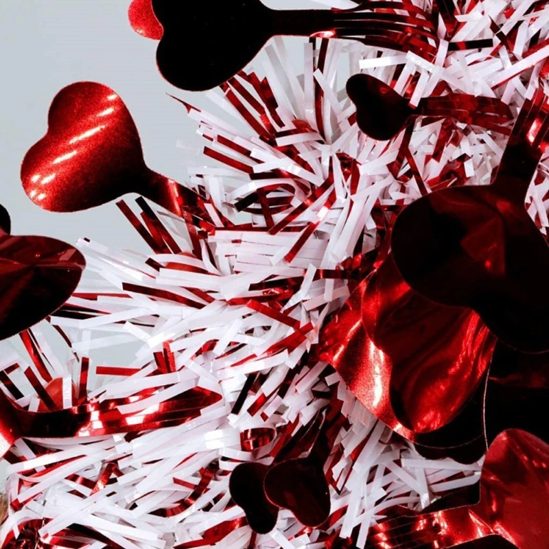 

Red Valentine Heart Wreaths Tinsel Foil Hanging Valentine's Day Mantel Wreaths Wedding Party Front Door Wall Decorations