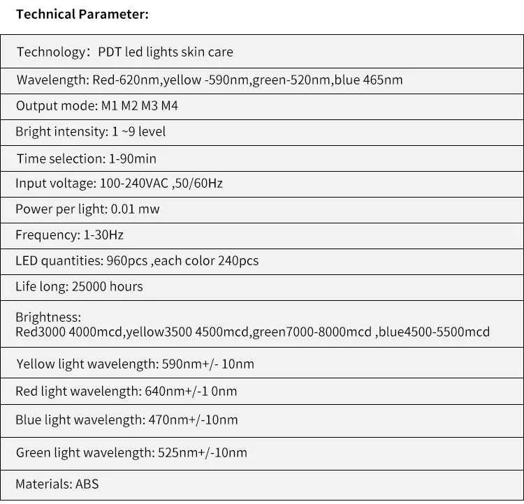 7 цветов устройство фотодинамической терапии светодиодный светильник терапия