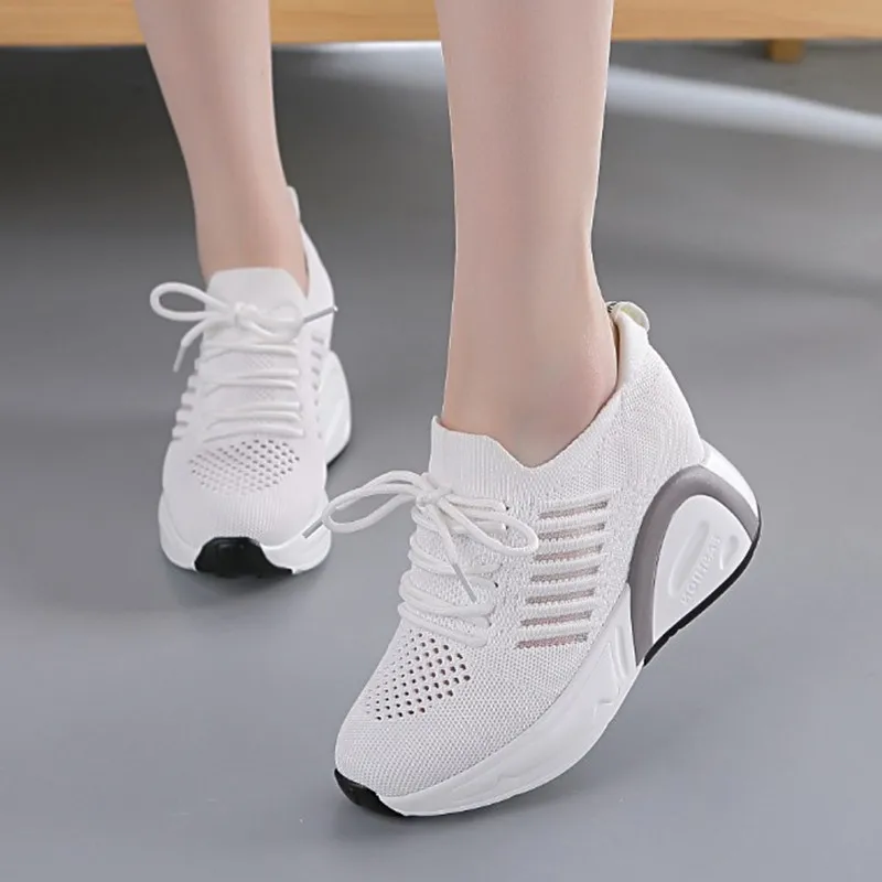 Ladies Shoes with Heels Wedge Sneakers Women Platform Black White Sneaker Woman Fashion   Trainers Women Platform Shoe for Woman