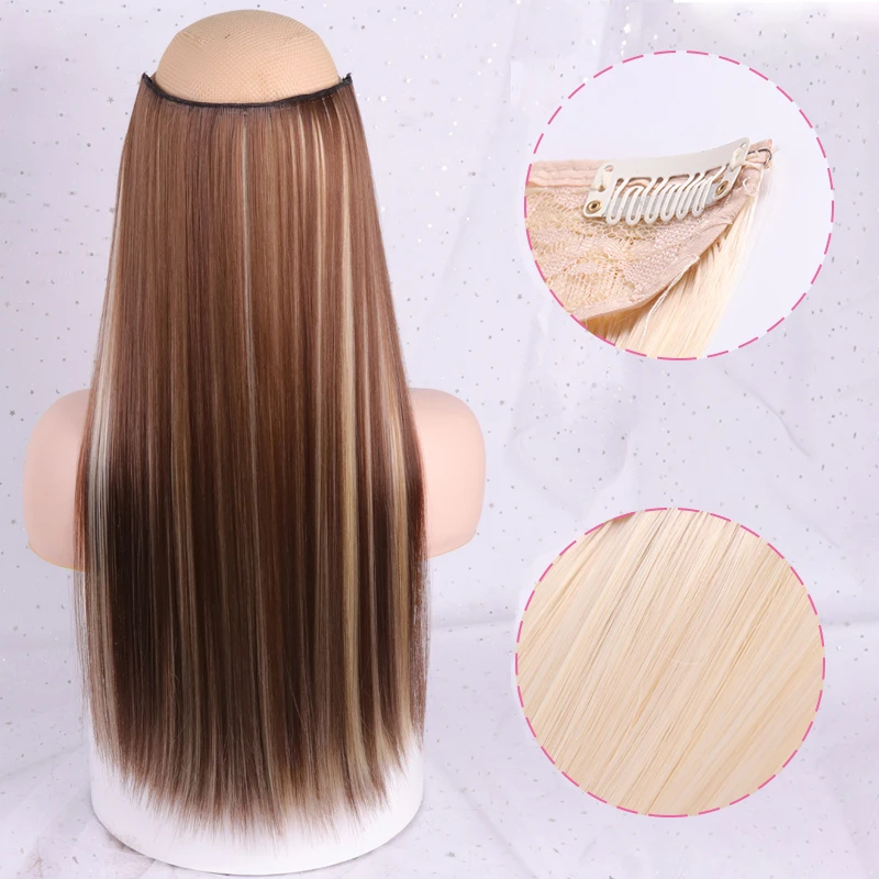 Длинные прямые женские волосы для наращивания на заколках черные коричневые