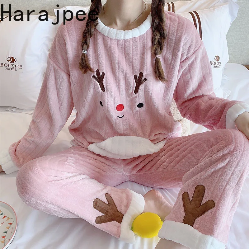 

Женский бархатный костюм Harajpee кавайная Пижама для осени и зимы, коралловый бархат, можно носить на улице в стиле принцессы, новый милый кост...
