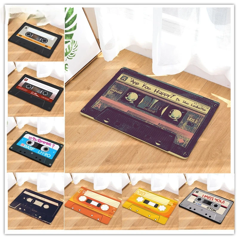 

Винтажный входной Противоскользящий дверной коврик Магнитная кассета лента Смешанная лента коврик для спальни декоративный коврик для ле...