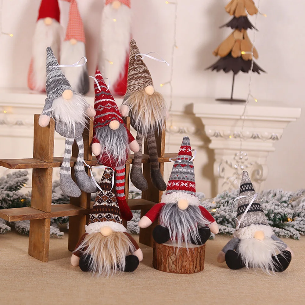 

Merry Christmas Long Leg Swedish Santa Gnome Plush Doll Decoration Hanging Xmas Tree Elf Toy Pendant Holiday Home Party Supplies
