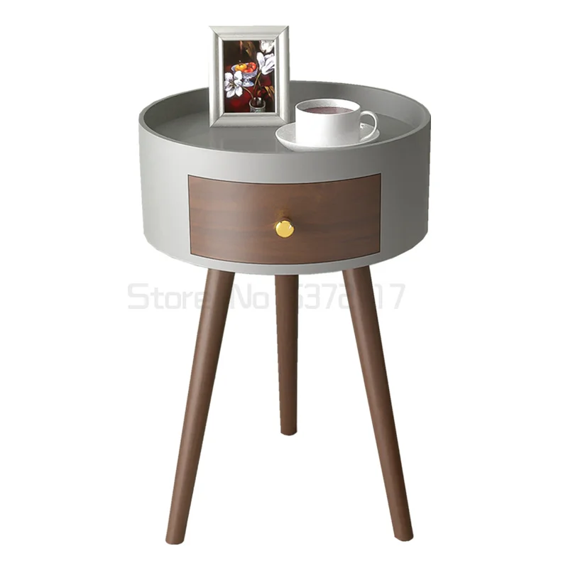 

Mini bedroom nightstand round super narrow grey Italian double bed nightstand