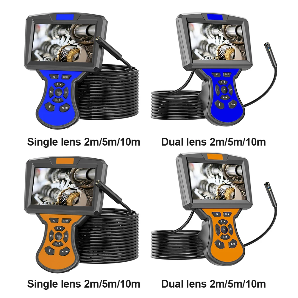 

Handheld 8mm 5 inch IPS Screen 8 LED IP67 Waterproof Endoscope Single / Dual Lens Inspection Snake Camera HD 1080P Industrial
