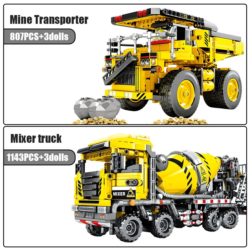 

City Engineering Truck Excavator Roller Building Blocks High-tech Bulldozer Crane Car Construction Bricks Toys For Boys