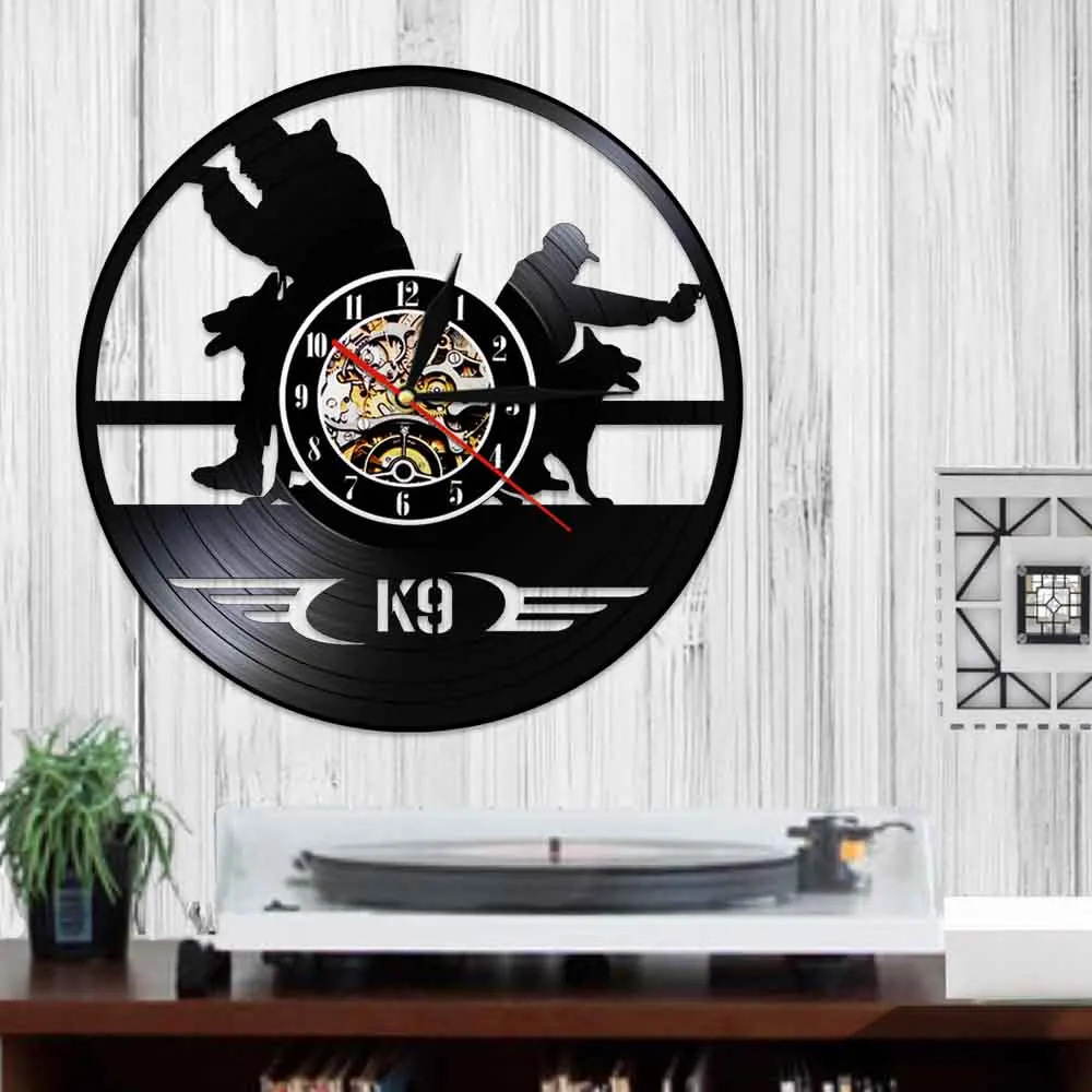 Полиция и военные собаки 3D декоративное искусство часы винтажные виниловые