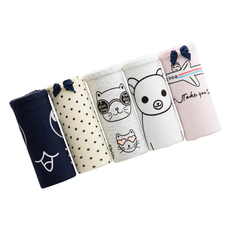 

Pure Cotton Mid-waist Ladies Underwear Cartoon Printed Briefs Comfortable and Breathable Women's Underwear 2020 New Sexy