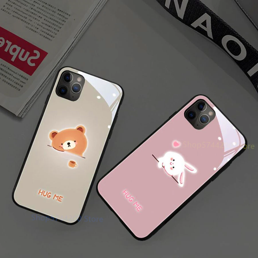 call light up led flash phone cases for iphone 11 8 7 6 6s plus xs max xr x se 2020 luminous back cover accessories free global shipping