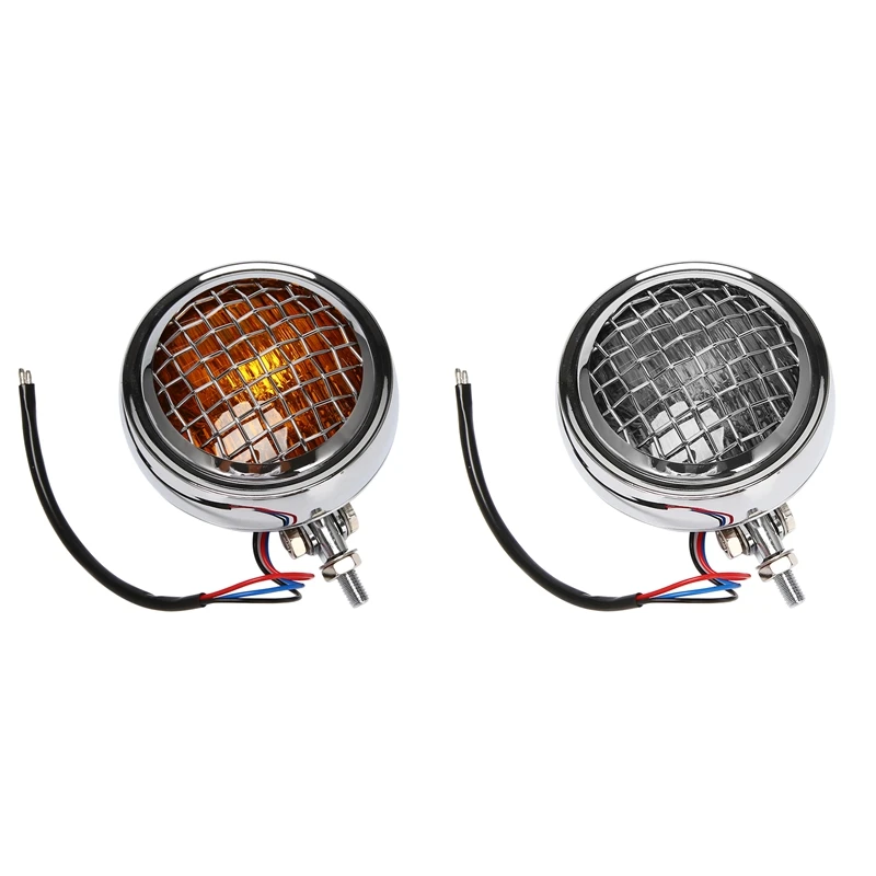 

Motorcycle Retro Headlight with Grill Head light lamp Vintage Headlight for Honda Bobber Chopper Touring