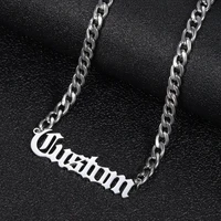 viking sword personalized custom name necklace old english stainless steel cuban chian for women vintage jewelry accessories