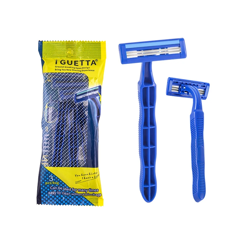 

RZR IGUETTA 3PCS/Bag Men's Disposable Razor Super Sharp and Smooth Twin Blades Shaver Razor Stick With Aloe Lubricant Strip