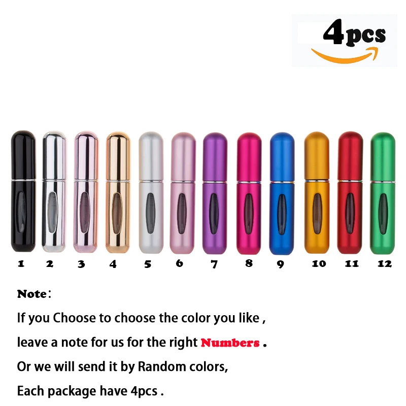 

4Pcs 5ML Mini Refillable Empty Perfume Atomizer Bottl Air Perfume (NOT including) Bottle Spray Scent Pump Case For Travel Offic