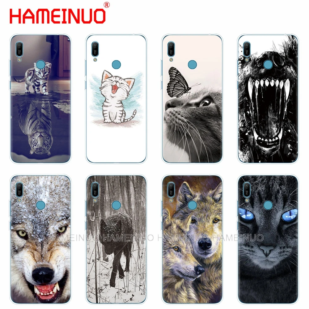Силиконовый чехол для телефона huawei Y5 Y6 Y7 Y9 PRO PRIME 2019 honor 8s 8a 20 LITE 10i view V20 cat wolf