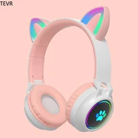 head mounted bluetooth headset cat ears cat claw glowing new card wireless bluetooth headset game music earphones cute for girl