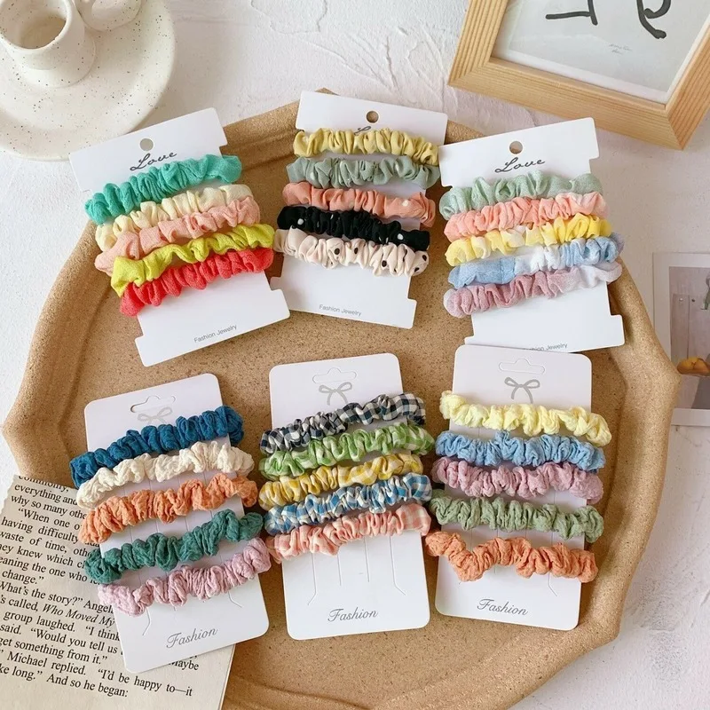 

5pcs/set Fashion Women Elegant Silk Velvet Elastic Hair Band Rope Ring Scrunchie Ponytail Holder Rubber Bands Hair Accessories