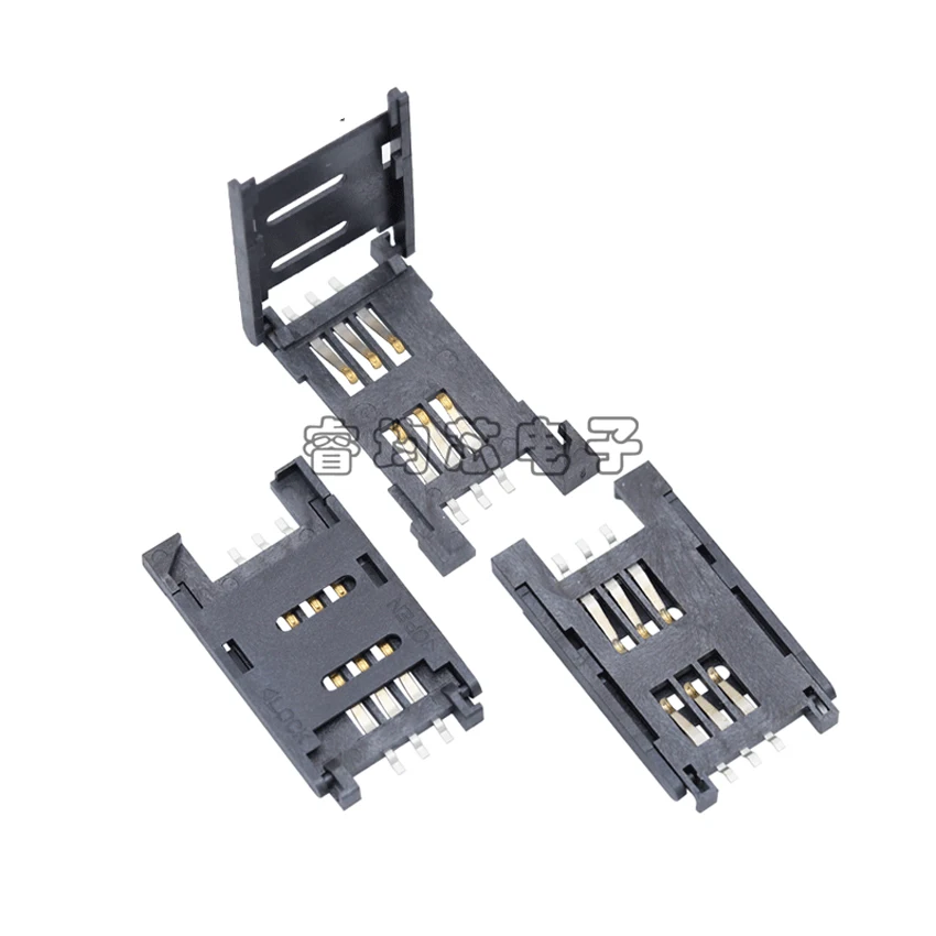 

20PCS/Lot Clamshell SIM Card Holder Connector 6P/ 6Pin All-Plastic-Type For Memory Card