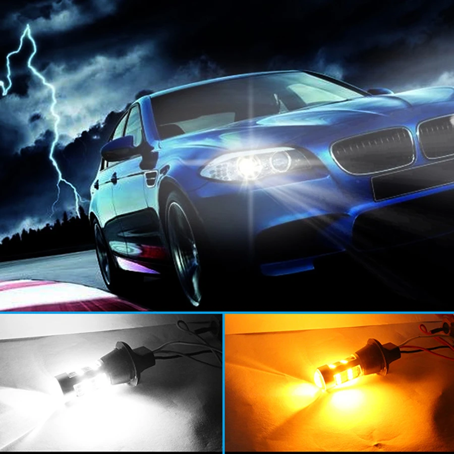 

2PCS 42SMD Car Daytime Running Light DRL Turn Signal LED T20 1156 Dual Model W21W PY21W BAU15S P21W BA15S