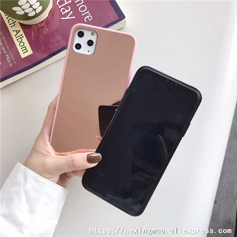 Цветной зеркальный простой чехол s для iphone 11 11Pro Max XR X XS 6 7 8 plus карамельный цвет