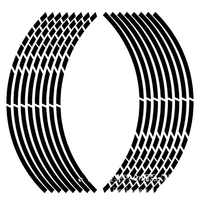 Black 16 шт. 1" 18" полоски для мотоцикла, колеса, шины, наклейки, светоотражающие ободные ленты, мотоциклетные авто наклейки - Цвет: Black