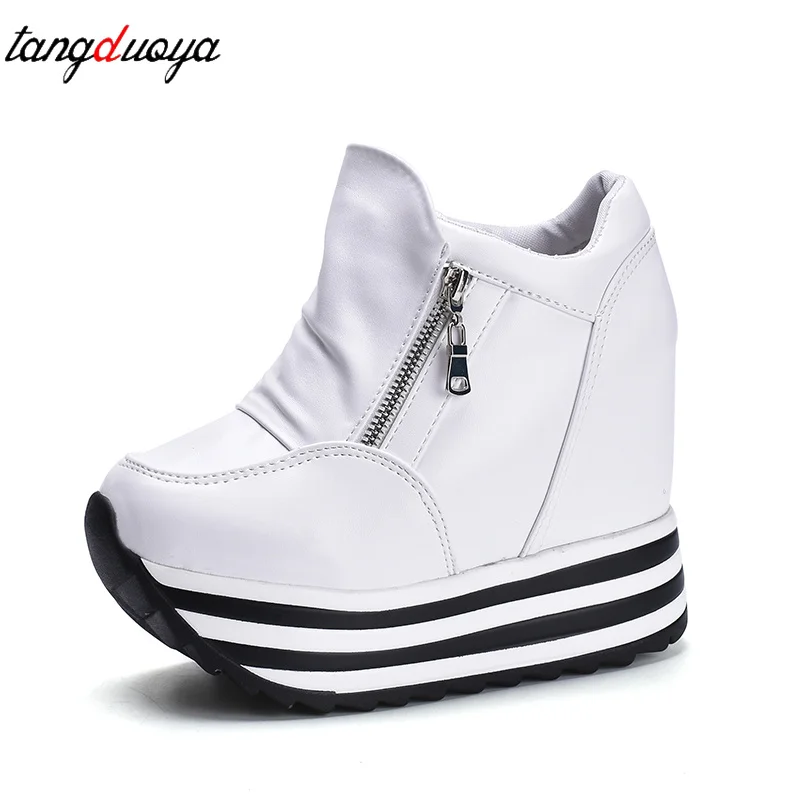 

white platform sneaker women High Heel Lady Casual Shoes Wedges Women Sneakers Platform Shoes Breathable Increasing Slip on 2021