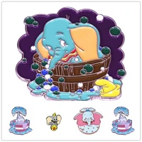 hoseng cute cartoon dumbo blue elephant animal brooch movie fans collect souvenirs lapel collars enamel jewelry pin hs_881