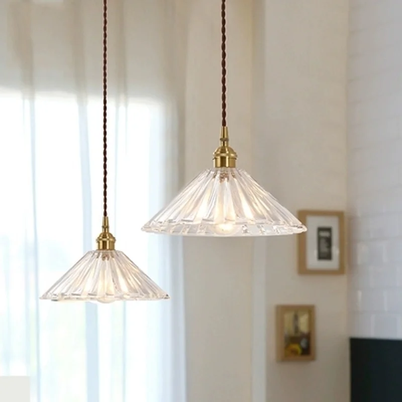 Nordic Glass Ball Pendant Light Fixtures Dinning Living Room Copper Vintage Pendant Lamp Hanging Lights Home Lighting