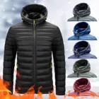 Мужская куртка на хлопковой подкладке, светильник ветрозащитная куртка с капюшоном и карманами на молнии, для зимы, 2021, размера плюс
