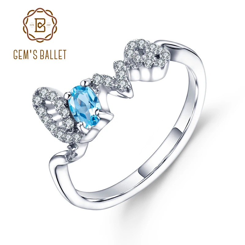 Женское кольцо с голубым топазом серебро | Украшения и аксессуары