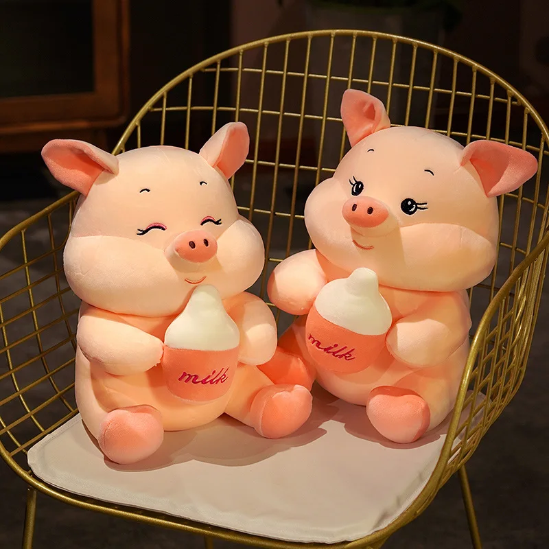 

Kawaii 35/45/55 см новые плюшевые супер мягкие животные Свинья с молочными бутылками мягкие свиньи куклы детские подарки