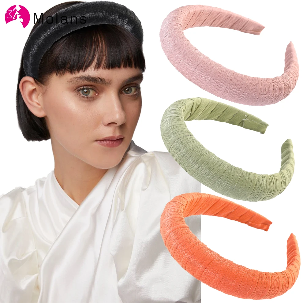 

Molans 2021 New Solid Color Headbands for Women PU Hairbands Wide Bezel Girls Hair Hoop Band Fashion Hair Accessories Headwear