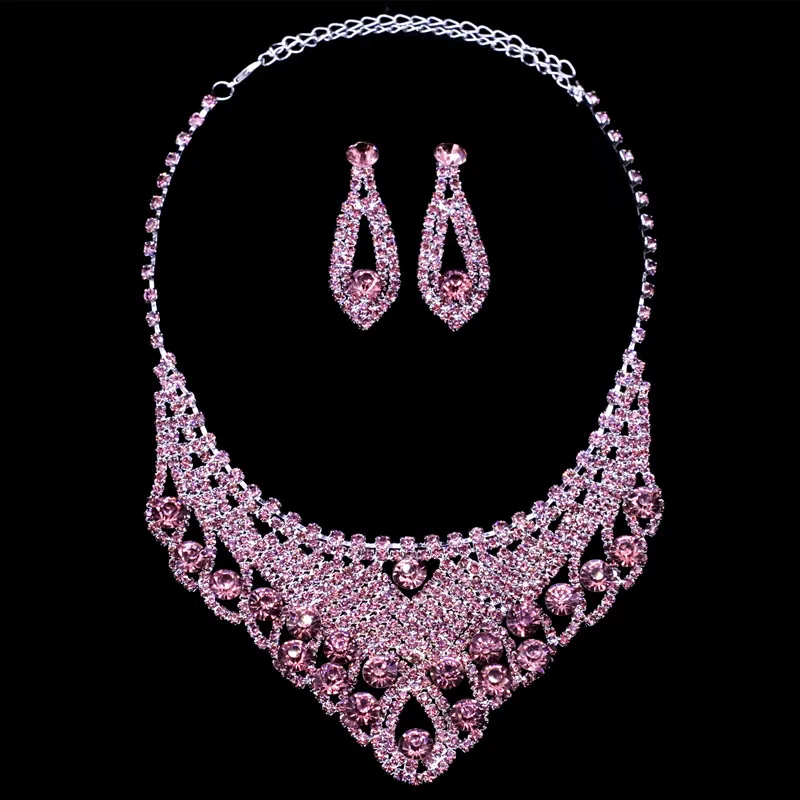 purple and silver HanCheng роскошные свадебные ювелирные изделия, посеребренные полые капли, разноцветные стразы, ожерелье для женщин, свадебные ювелирные изделия, колье - Окраска металла: purple and silver