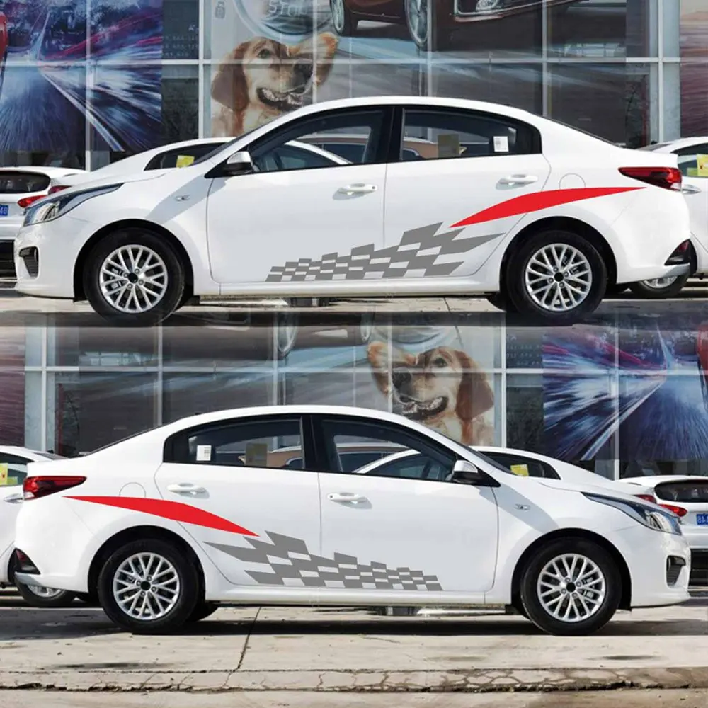 

2 pcs Vehicle Body Modification Waistline Sticker Car Body Racing Side Door Long Stripe Stickers Auto Vinyl Decal Stickers