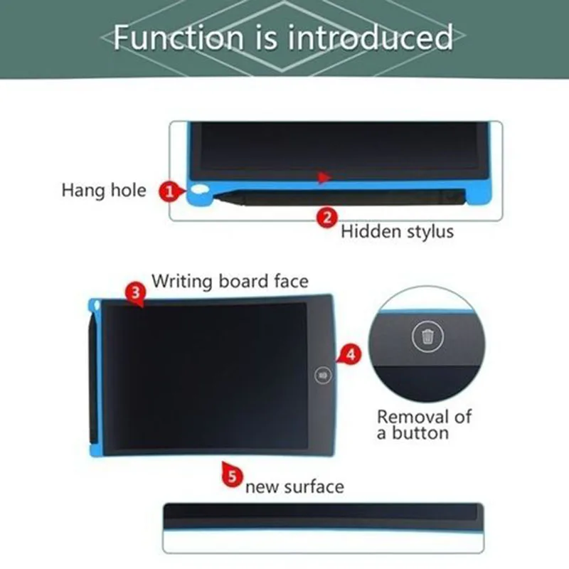 Tablero Electr&oacute;nico de dibujo de 8,5 pulgadas, tableta de escritura con pantalla LCD, tabletas gr&aacute;ficas digitales de dibujo, tableta electr&oacute;nica de escritura a mano + bol&iacute;grafo-4